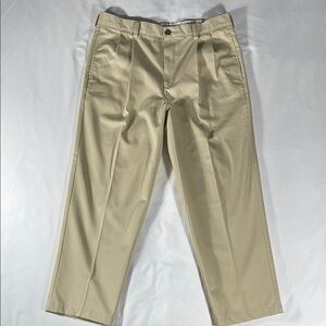 L.L. Bean mens beige rugged Classic Fit double pleated chino pants - size 34x27